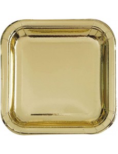 Pratos Quadrados Dourado|23cm